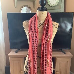 💚Table scarf or neck scarf..orange and purple with sequins